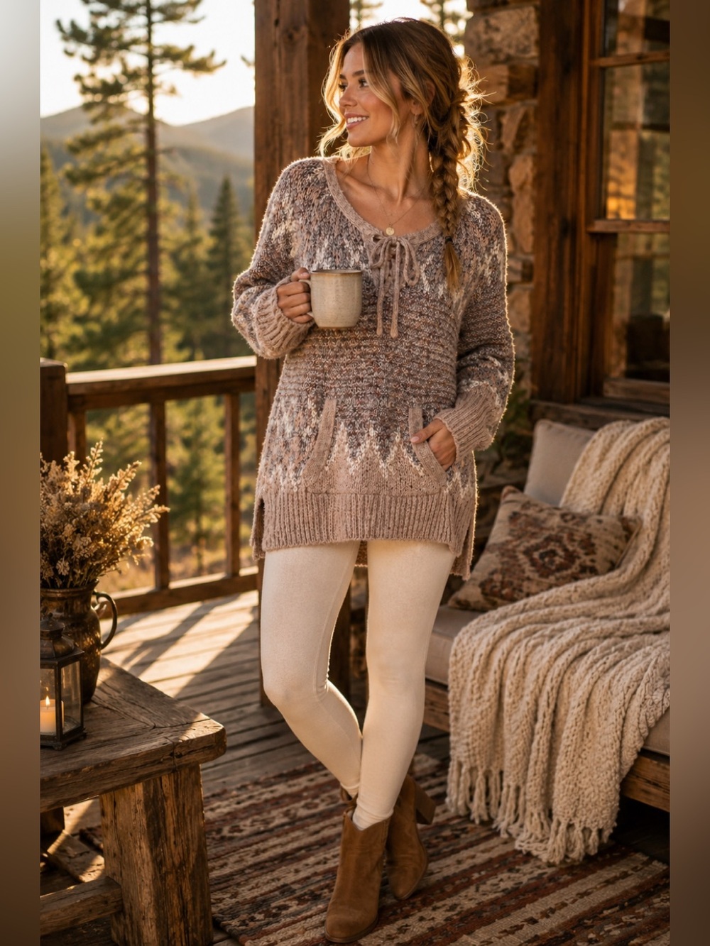 Free People Fair Isle Chunky Knit‎ Sweater | Wool Blend | Oversized Medium